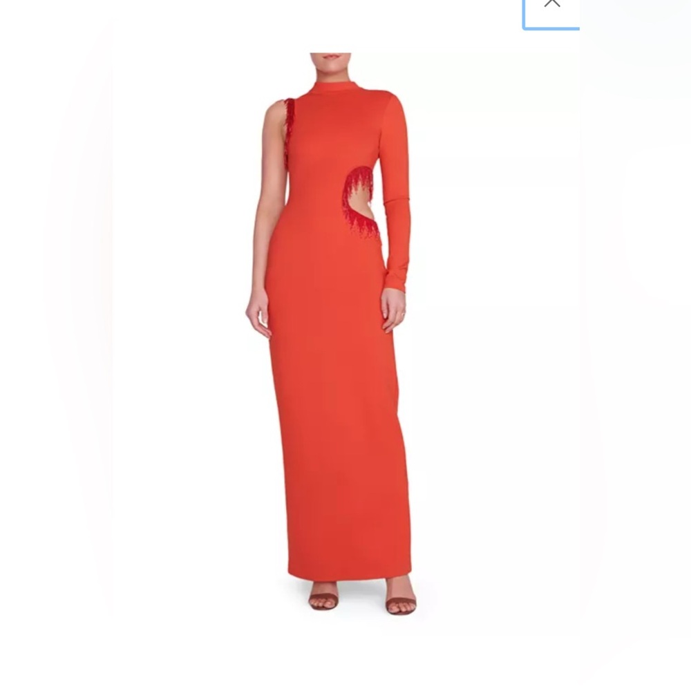 STAUD Vibrant Orange Cutout Dress
